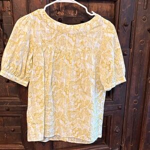 Jane and Delancey Yellow Floral Blouse with butterflies to boot.